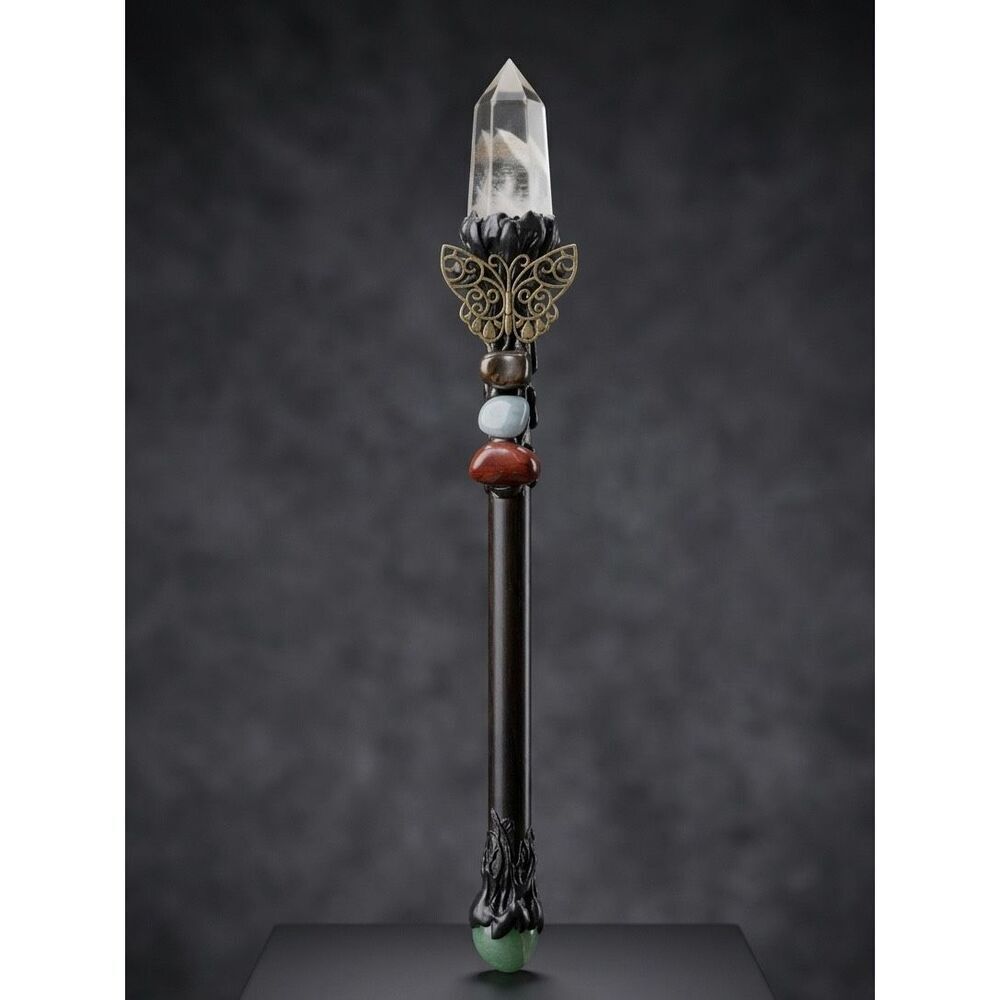 Artisan Citrine Tower Point Butterfly Collector’s Wand – Mixed Gemstones New